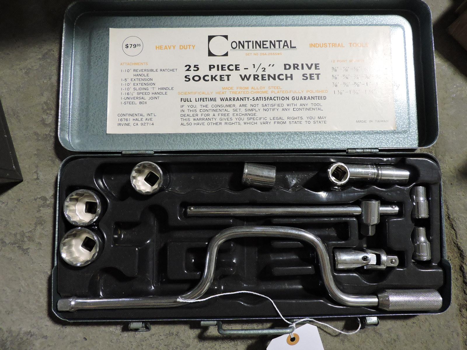 CONTINENTAL 1/2" Drive Socket Wrench Set (Missing Pieces) - NEW