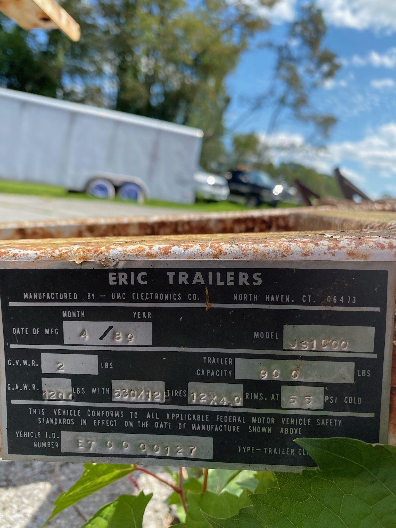 1989 ERIC Trailers Brand - Jet Ski Trailer - Never Titled