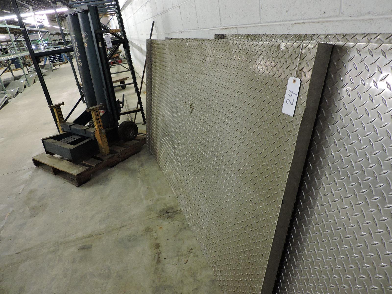 Sheet of Diamond Plate Aluminum Flooring / Raised Sides - 92" Across