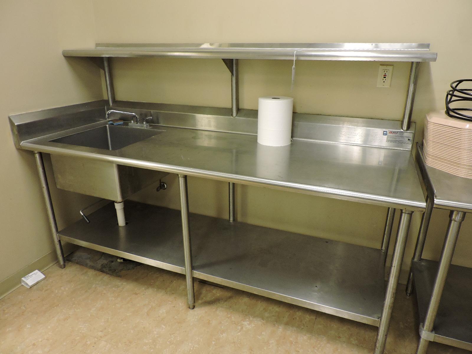 EAGLE Brand 3-Level Stainless Steel PREP TABLE WITH BUILT-IN SINK
