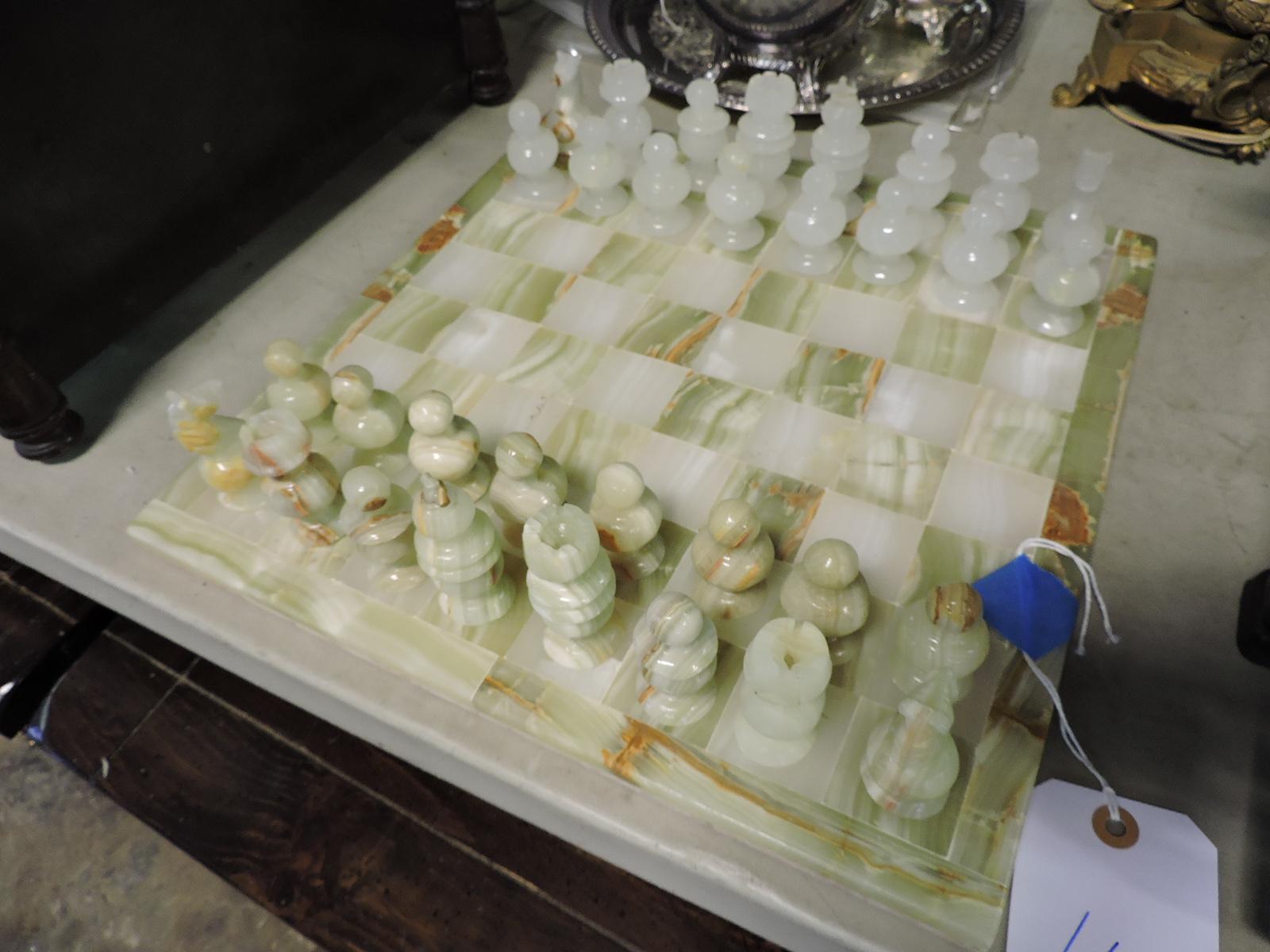 Complete Marble Chess Set - Board and Pieces - Vintage