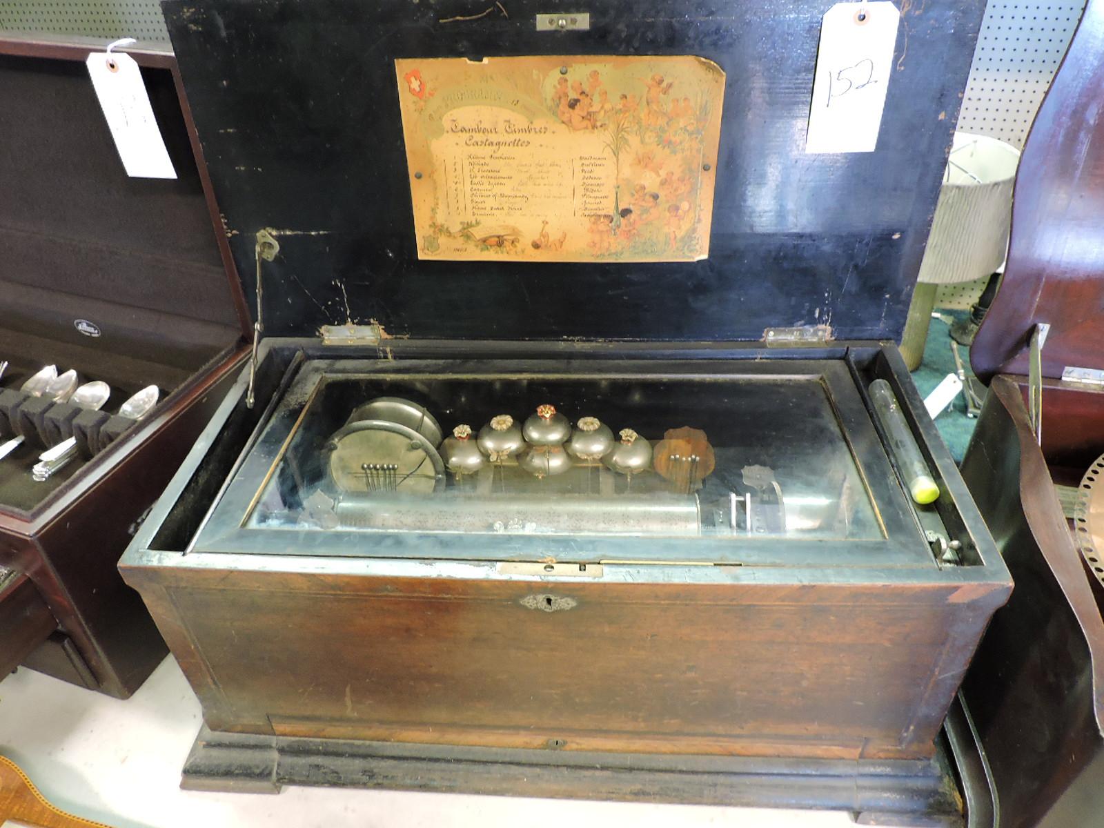 1886 JACOT'S 10-Song Cylinder Music Box - Appears Complete