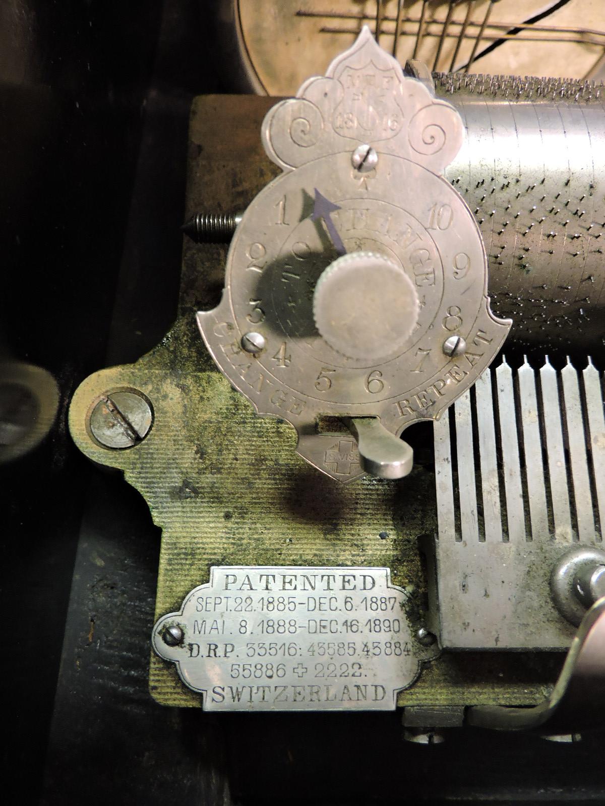 1886 JACOT'S 10-Song Cylinder Music Box - Appears Complete