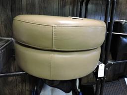 Light Mocha Leather Ottoman -- 28" Across X 18" Tall