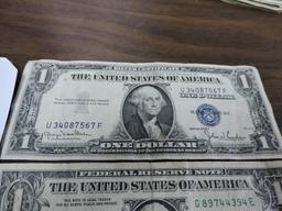 One $1 Silver Certificate & One $1 Bill