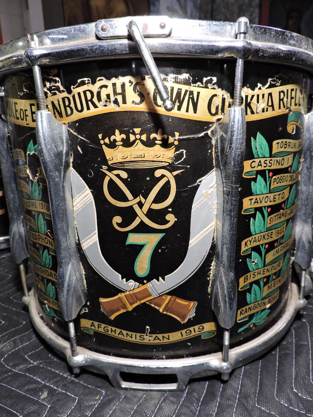 7th DUKE OF EDINBURGH'S GURKAHA RIFLES - Hand Painted Battle-Themed Drum