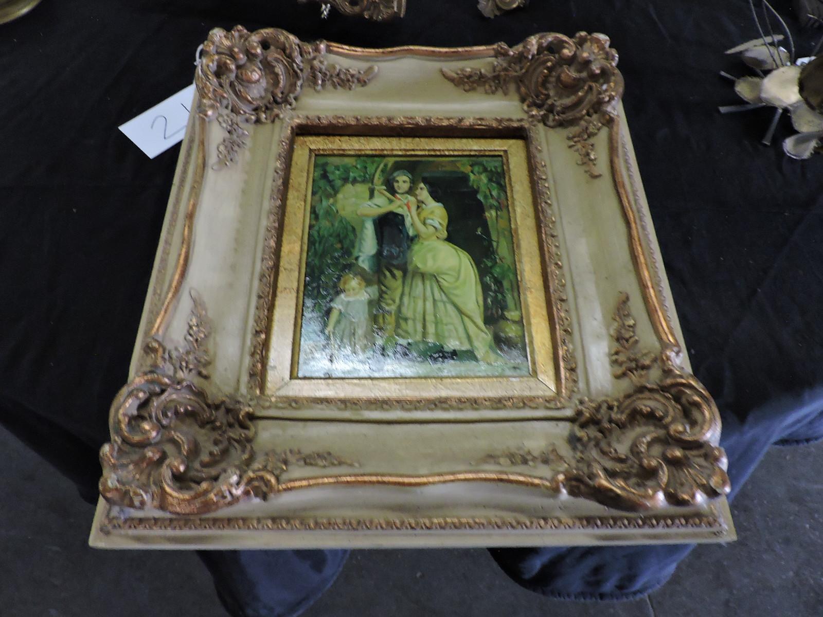 Antique Oil Painting of a Family - with Guilded Frame - by E. Hartman / Likely early 1900's
