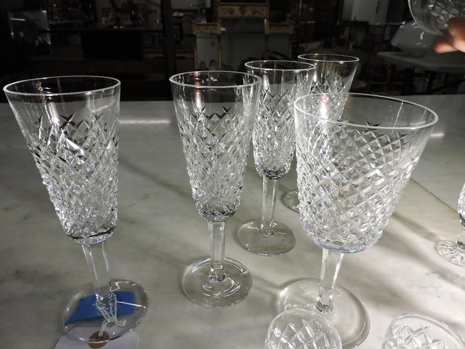 WATERFORD Crystal Glass Set - 2 Wine Glasses, 4 Champagne Flutes, 6 Small Cordial Glasses