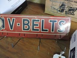 Vintage QUAKER V-BELTS Painted Metal Display / 35" Wide X 6" Tall