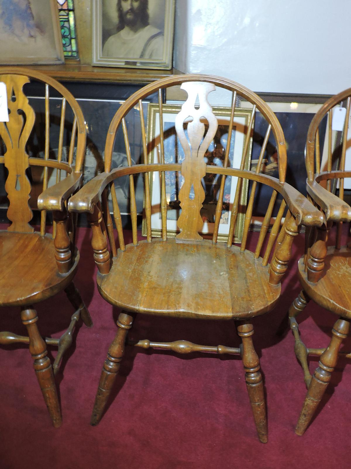 Set of 3 Matching Windsor-Style Hoopback Chairs -- 23" Wide X 22" Deep X 37" Tall