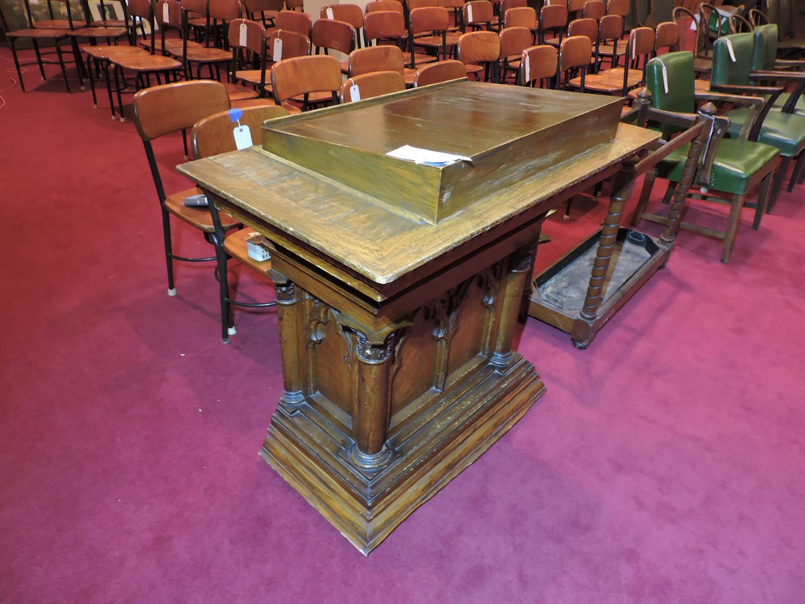 100+ Year Old Formal Lectern - Solid Wood Construction