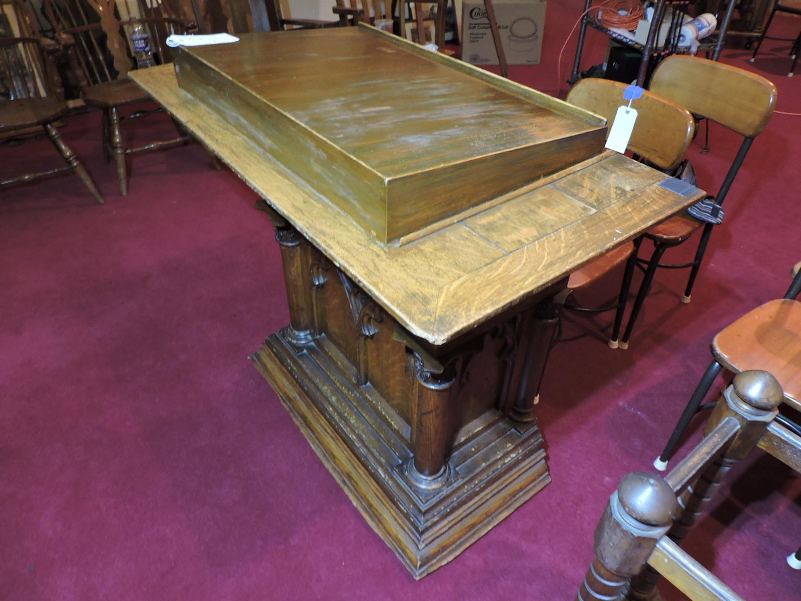 100+ Year Old Formal Lectern - Solid Wood Construction