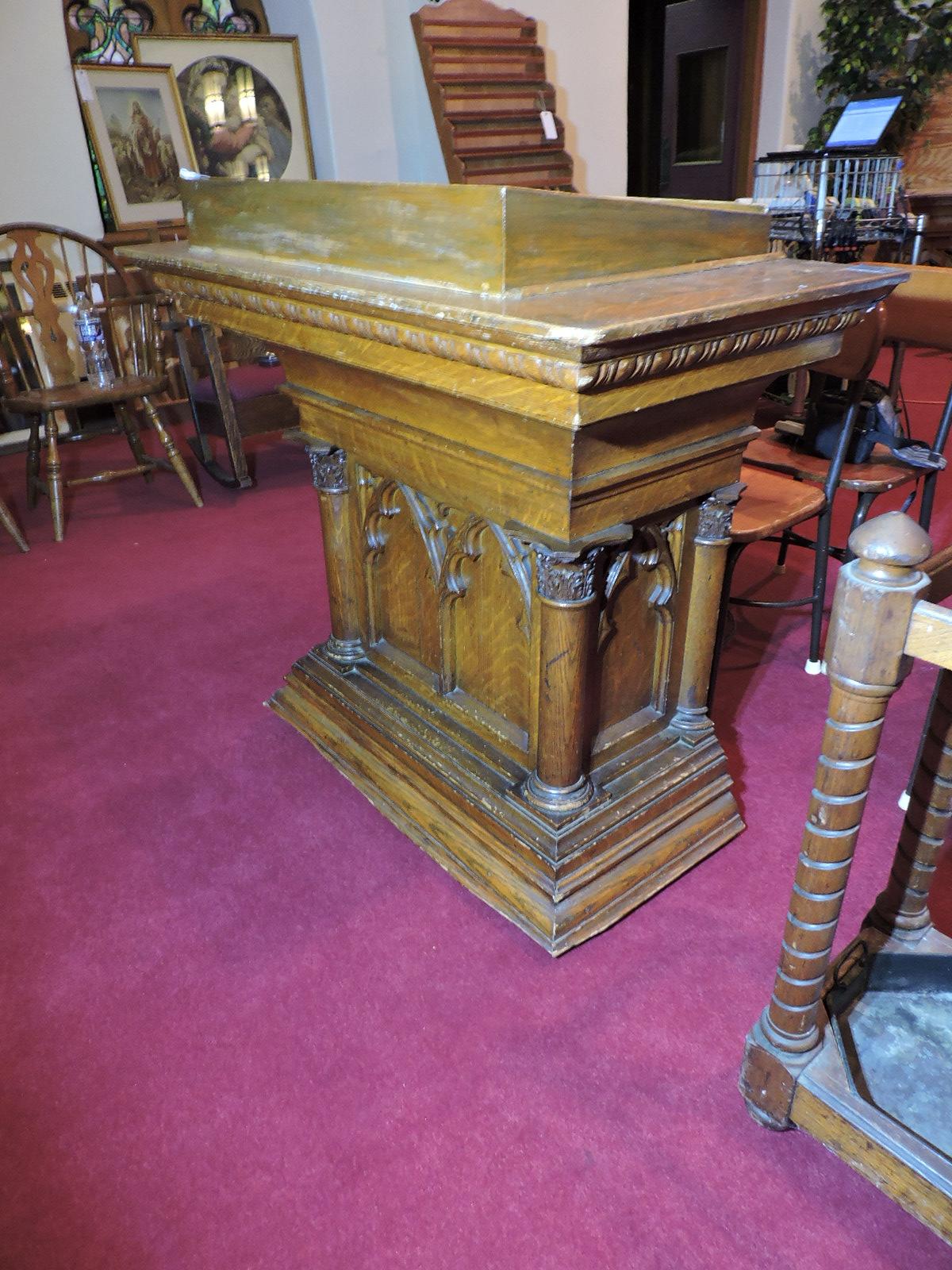 100+ Year Old Formal Lectern - Solid Wood Construction