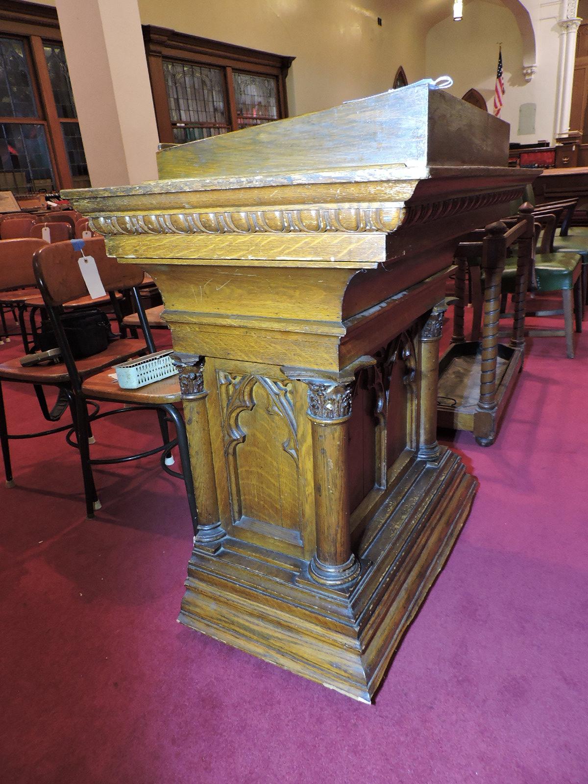 100+ Year Old Formal Lectern - Solid Wood Construction