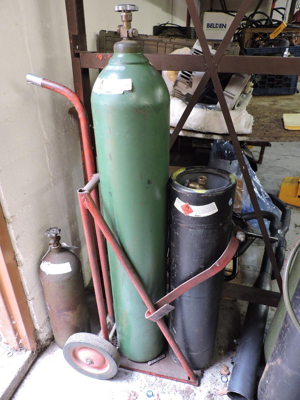 Oxygen & Acedylene Tank Set with Steel Tank Cart