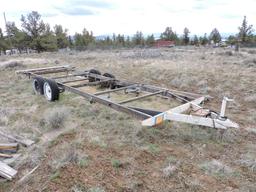 Tandem-Axle Flatbed Trailer Frame / 4 Tires have Tall Tread