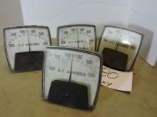 Lot of 4 General Electric D-C AMPERES / Amp Meter / 50-250325ECPK1JAU / 0-500A