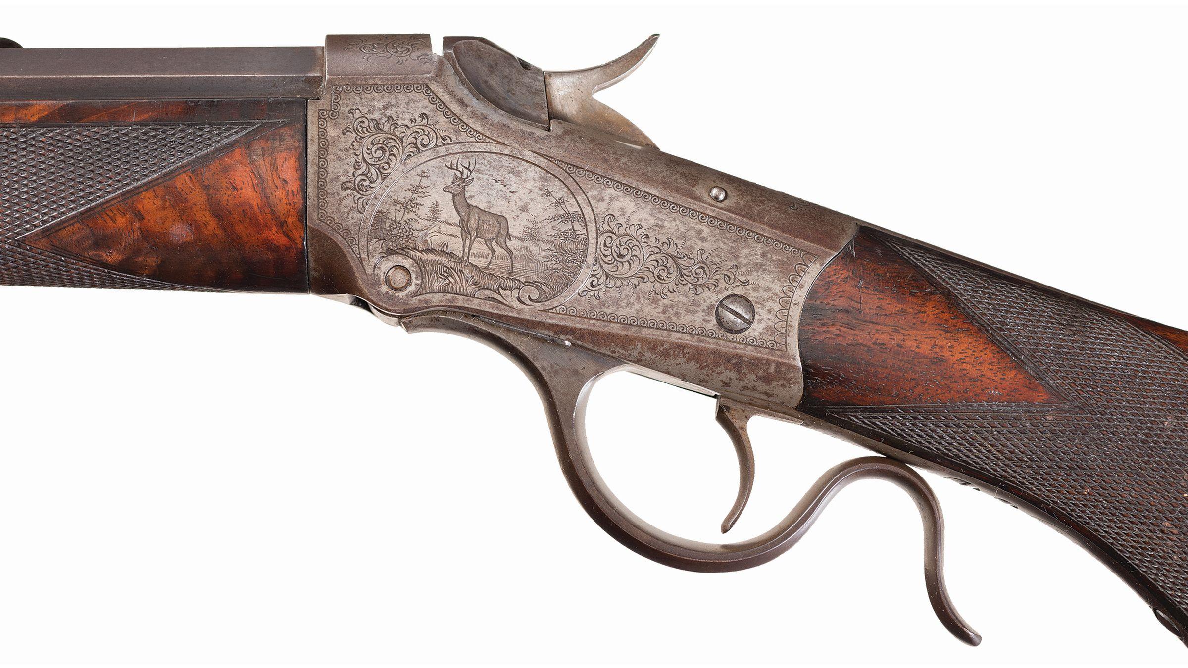 Factory Engraved Winchester Deluxe Model 1885 Low Wall Rifle