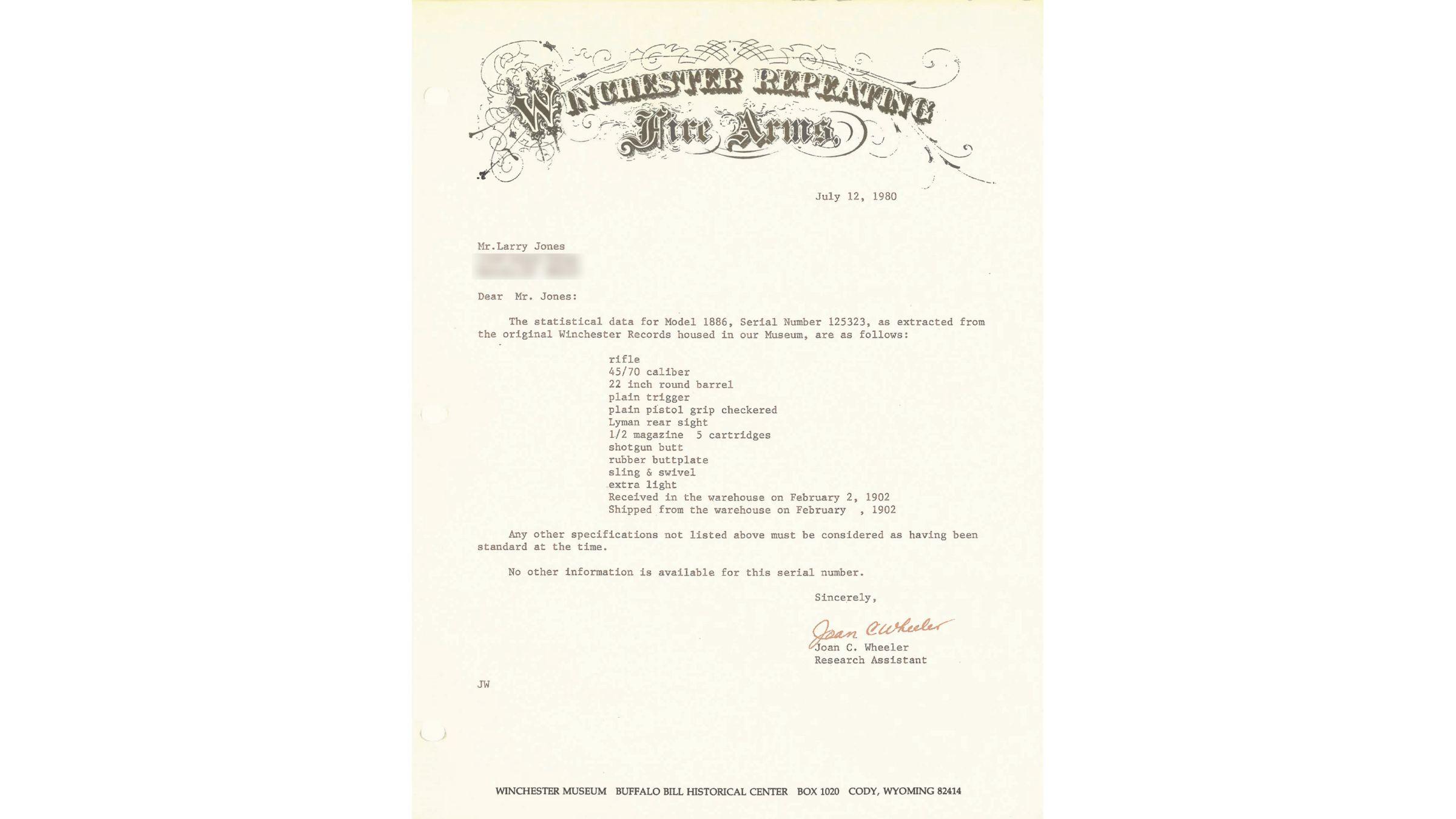 Semi-Deluxe Winchester Model 1886 Rifle with Factory Letter