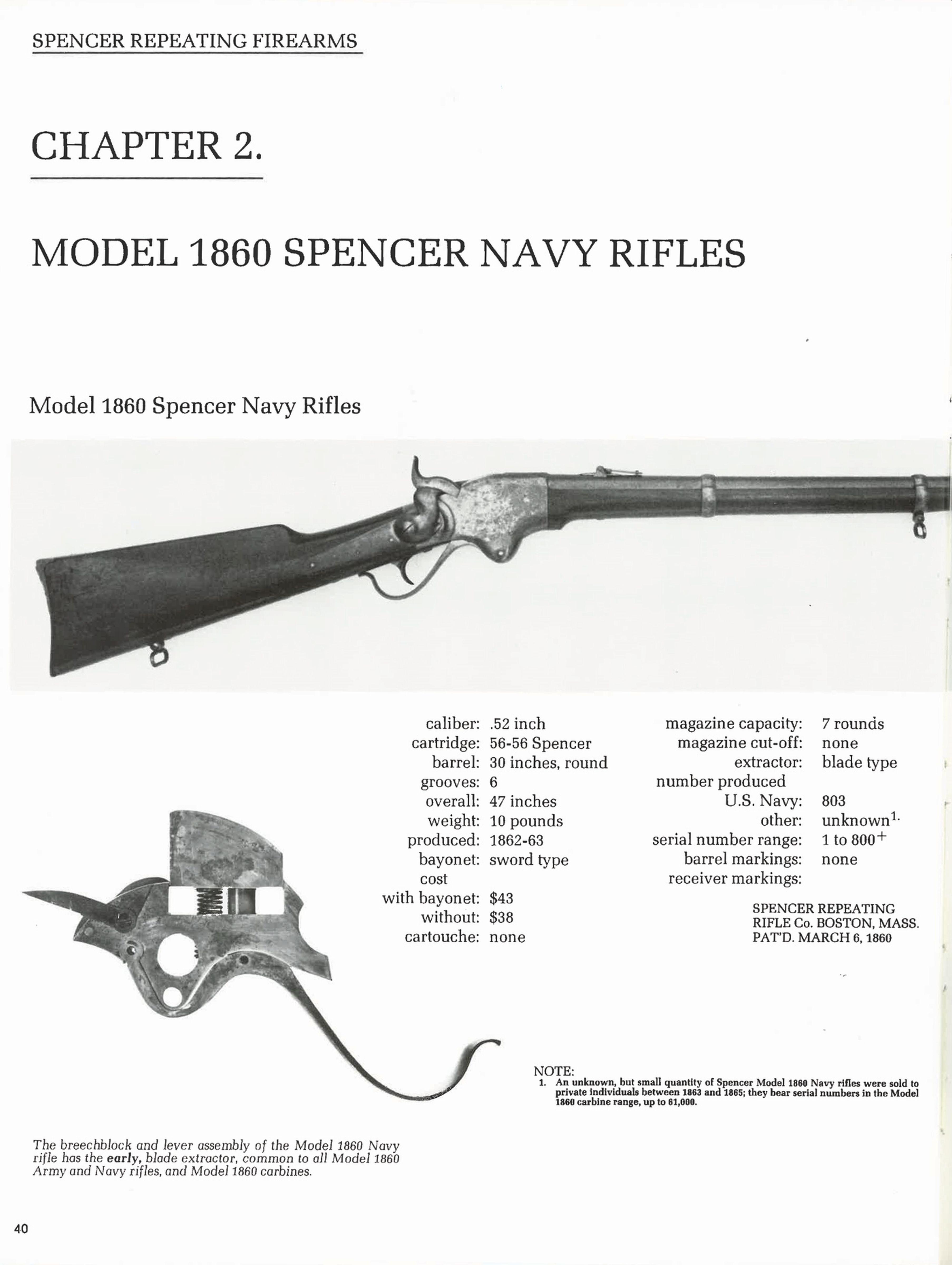 US Navy Civil War Contract Spencer Repeating Rifle with Bayonet