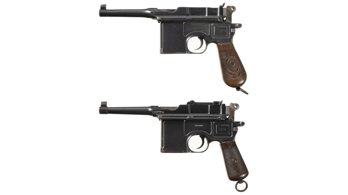 Two Mauser Broomhandle Semi-Automatic Pistols