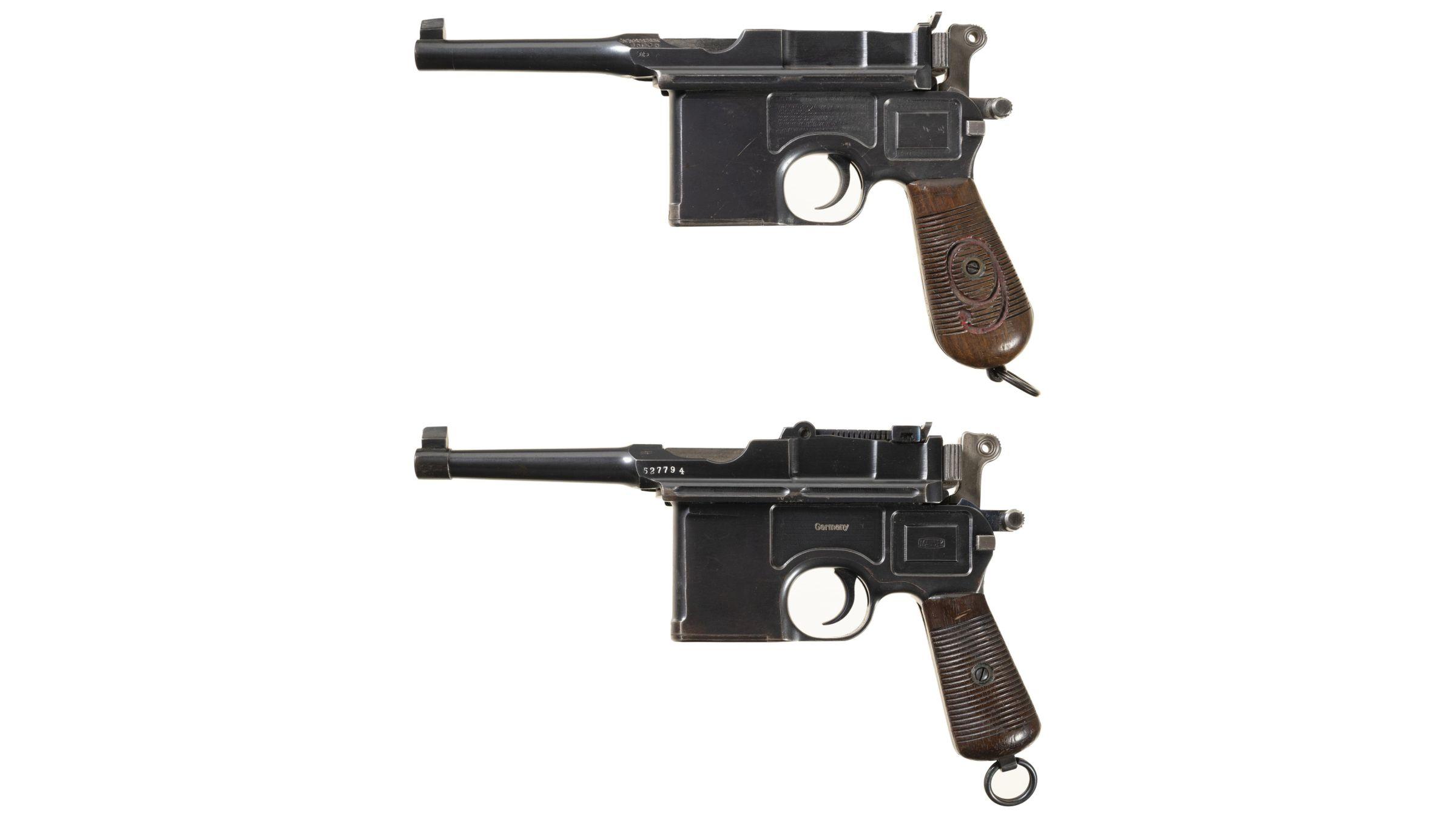 Two Mauser Broomhandle Semi-Automatic Pistols