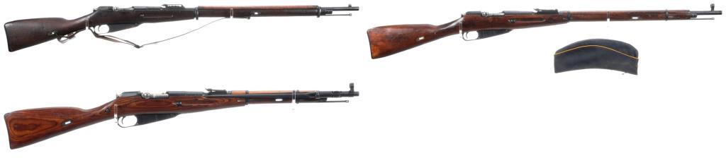 Three Mosin-Nagant Military Bolt Action Rifles