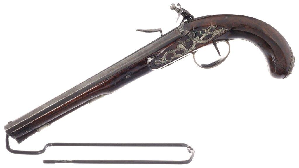 Cased Pair of Engraved Wogdon Marked Flintlock Pistols