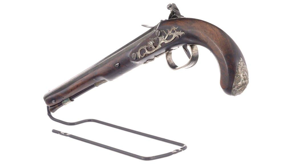 Cased Pair of Engraved Wogdon Marked Flintlock Pistols