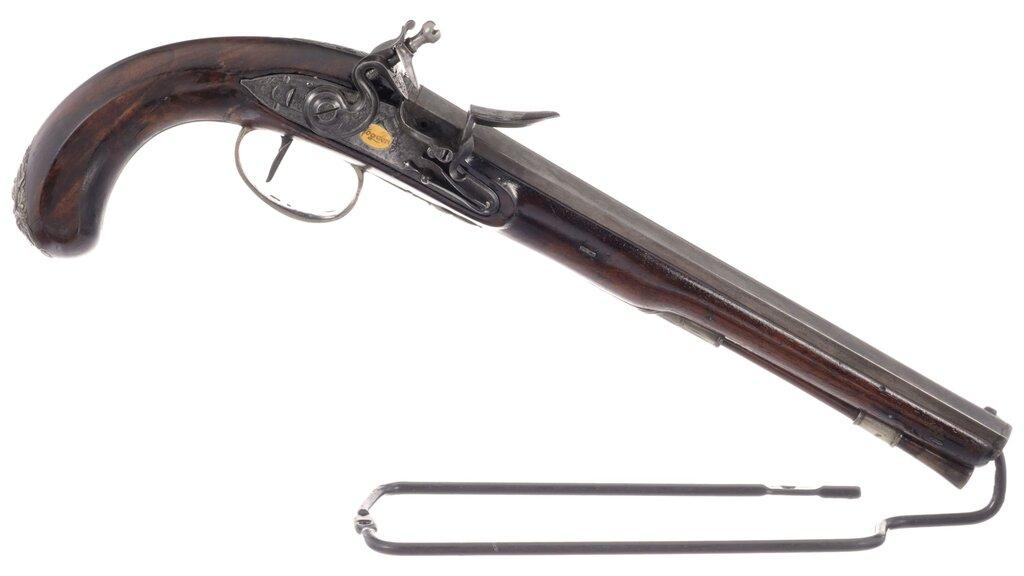 Cased Pair of Engraved Wogdon Marked Flintlock Pistols