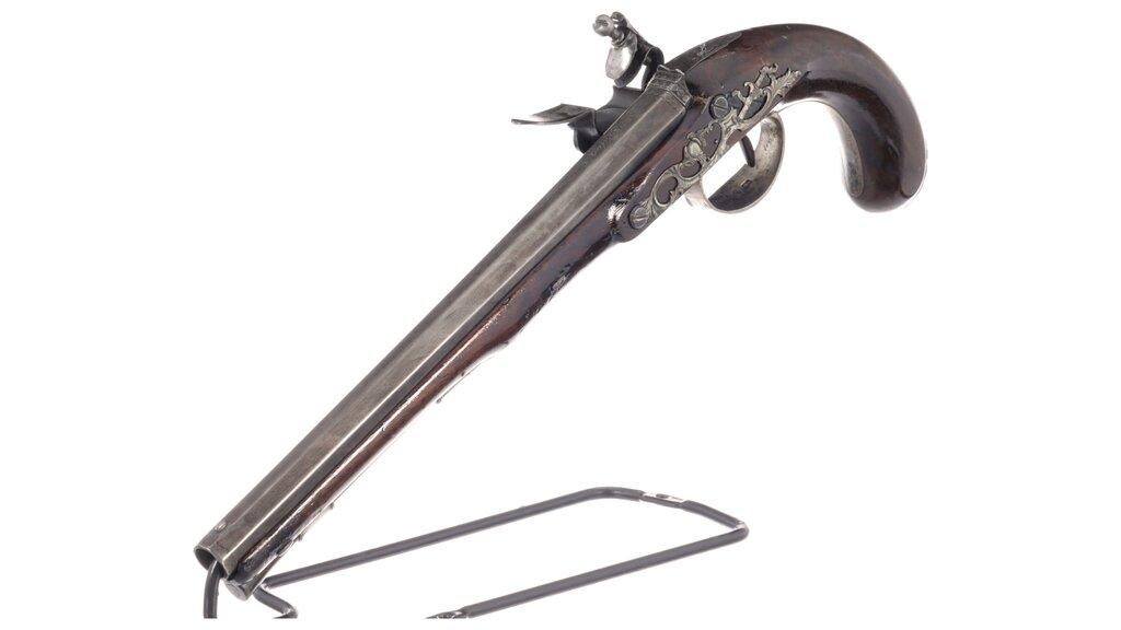 Cased Pair of Engraved Wogdon Marked Flintlock Pistols