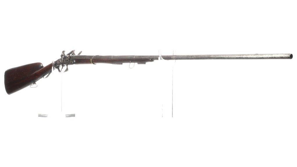 Highly Unusual Two-Shot, Single Barrel Flintlock Shotgun