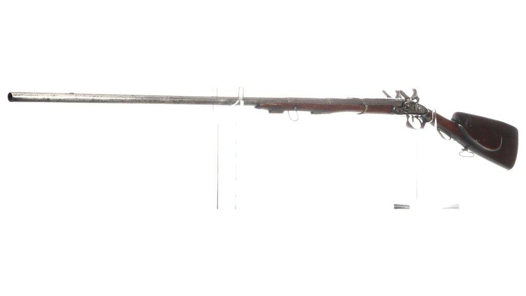Highly Unusual Two-Shot, Single Barrel Flintlock Shotgun