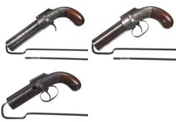 Three American Percussion Pepperboxes