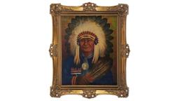 Two Framed Native American Portrait Paintings by Louis Shipshee