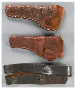 Two Handgun Holsters and a Belt