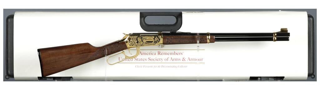 Engraved Winchester Audie Murphy Tribute Lever Action Carbine