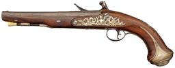 Revolutionary War Era Silver Mounted Flintlock Pistols by Barbar