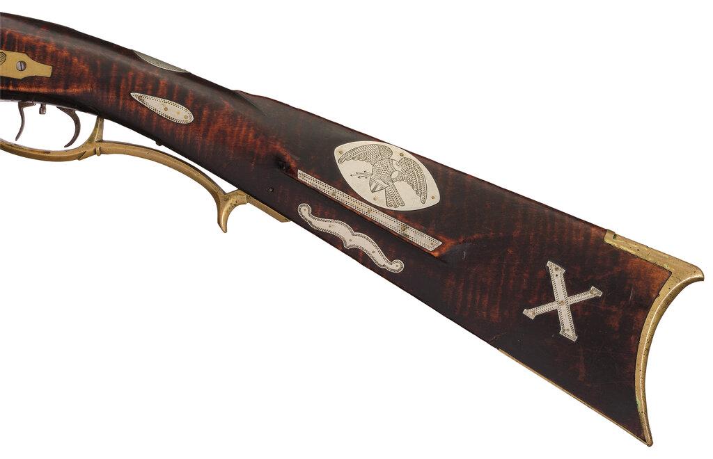 Engraved and Inlaid "JS" Signed Flintlock American Long Rifle