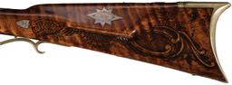 Silver Inlaid, Engraved, & Carved Percussion American Long Rifle