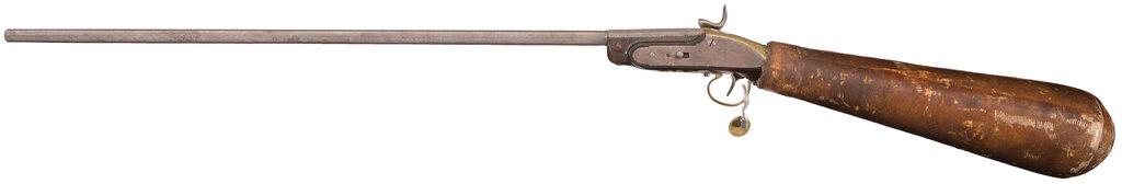 19th Century European Stock Reservoir Screw Barrel Air Gun