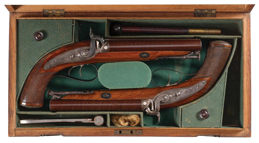 Pair of John Blanch Double Barrel Percussion Howdah Pistols