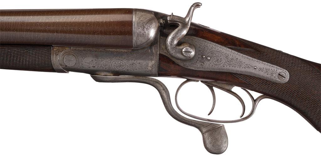 Engraved J & W Tolley Marked 8 Bore Double Barrel Hammer Shotgun