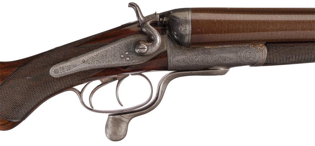 Engraved J & W Tolley Marked 8 Bore Double Barrel Hammer Shotgun