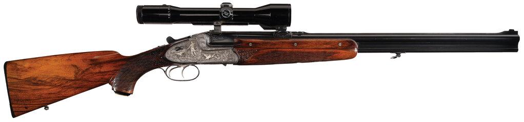 A. W. Wolf O/U Combination Gun 3 Barrel Set with Zeiss Scope