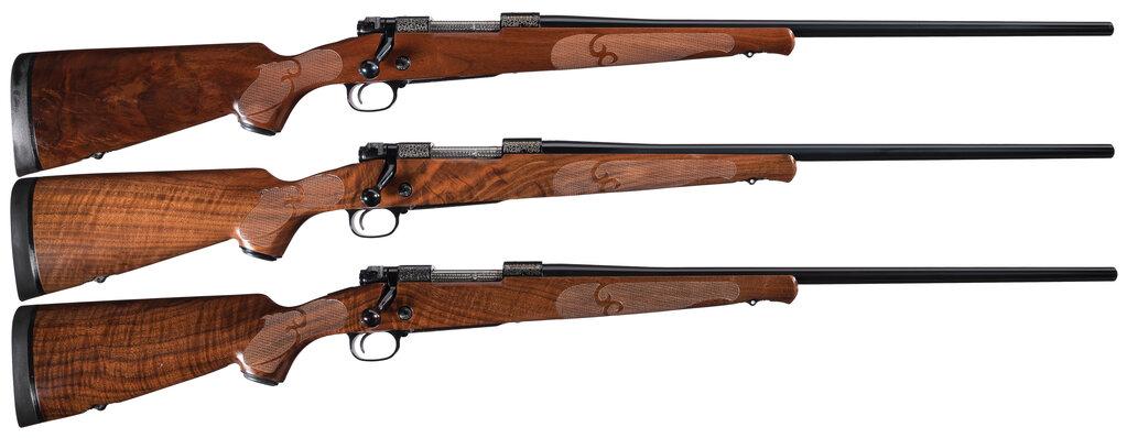 Three Winchester North American Game Series Model 70 Rifles