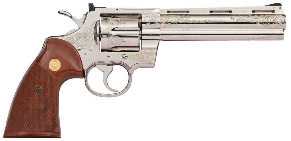 Factory Engraved Colt Python Revolver with Factory Letter