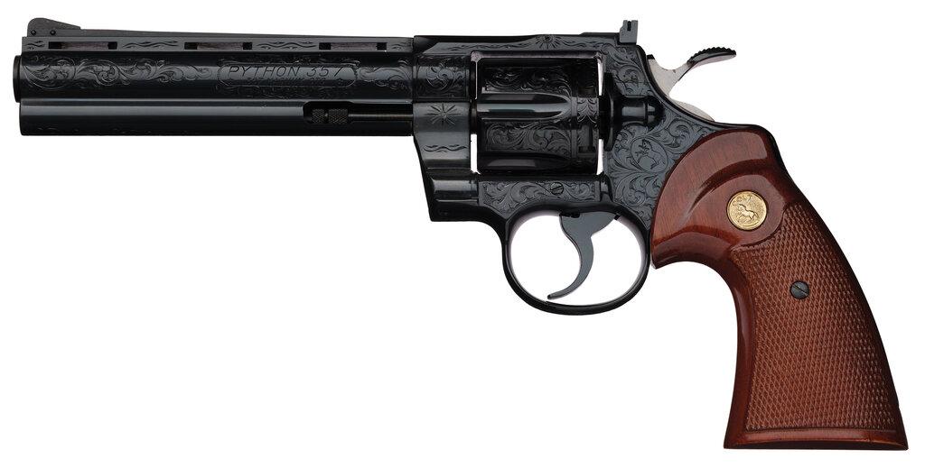 Mike Sawmiller Engraved Colt Python Double Action Revolver