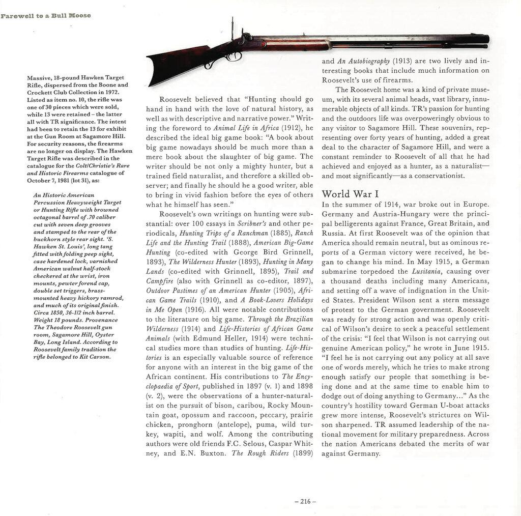 Large Caliber S. Hawken Rifle Owned by Theodore Roosevelt