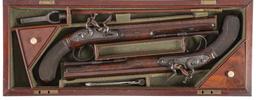 Cased Pair of John Manton Flintlock Dueling Pistols